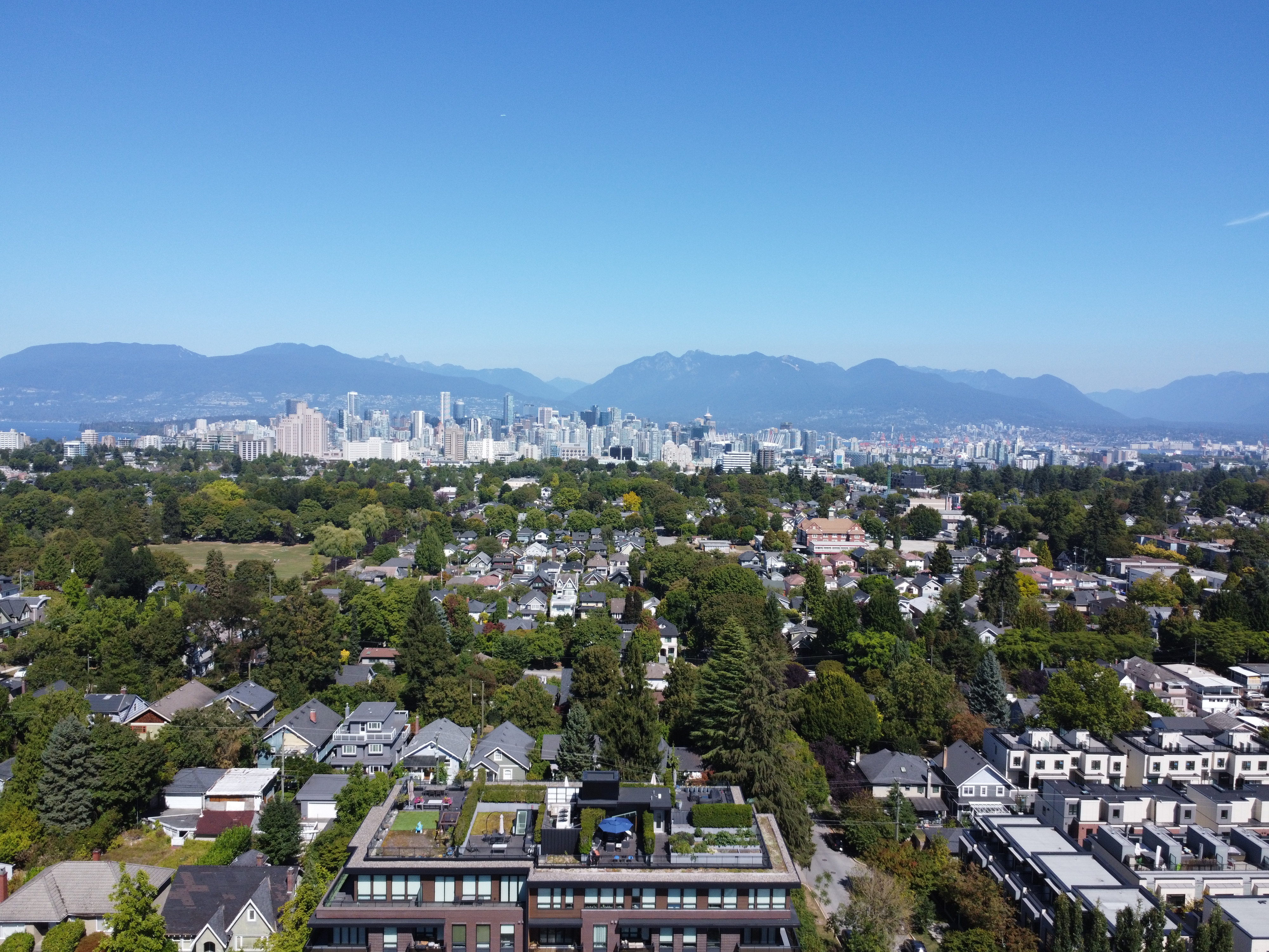 Aerial view of the four-lot assembly at West King Edward Avenue and Ash Street, Vancouver